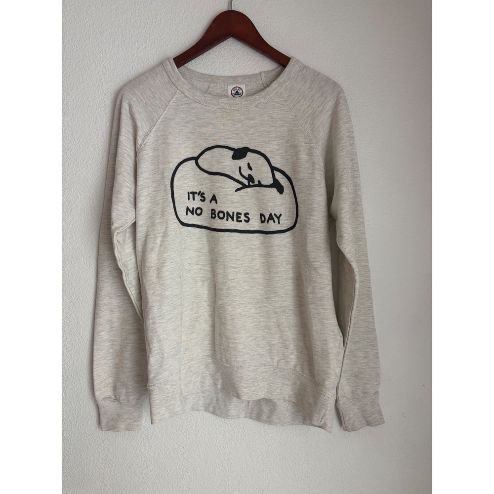 Delta Fleece Its a No Bones Day Noodle the Pug Sweatshirt Gray Medium